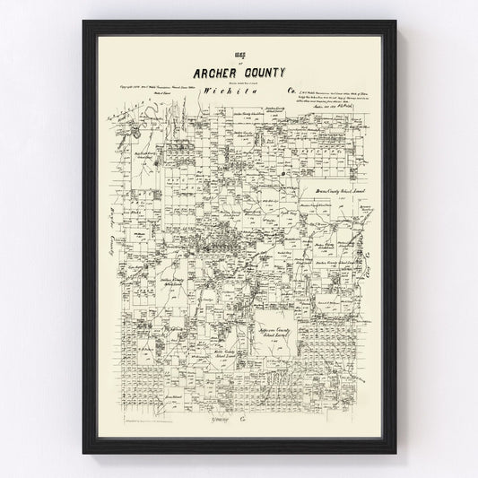 vintage map of Archer County, Texas, 1879