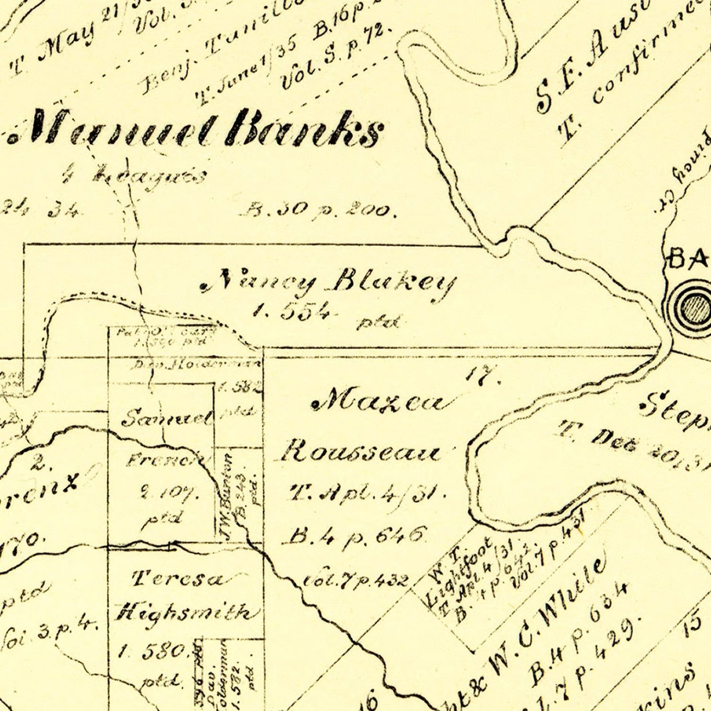 Vintage Map of Bastrop County, Texas, 1879