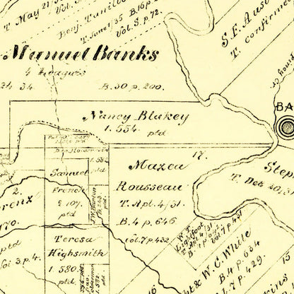 Vintage Map of Bastrop County, Texas, 1879