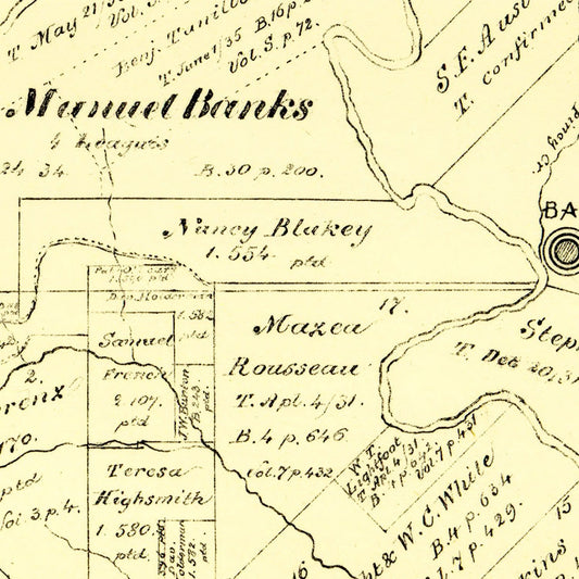 Vintage Map of Bastrop County, Texas, 1879