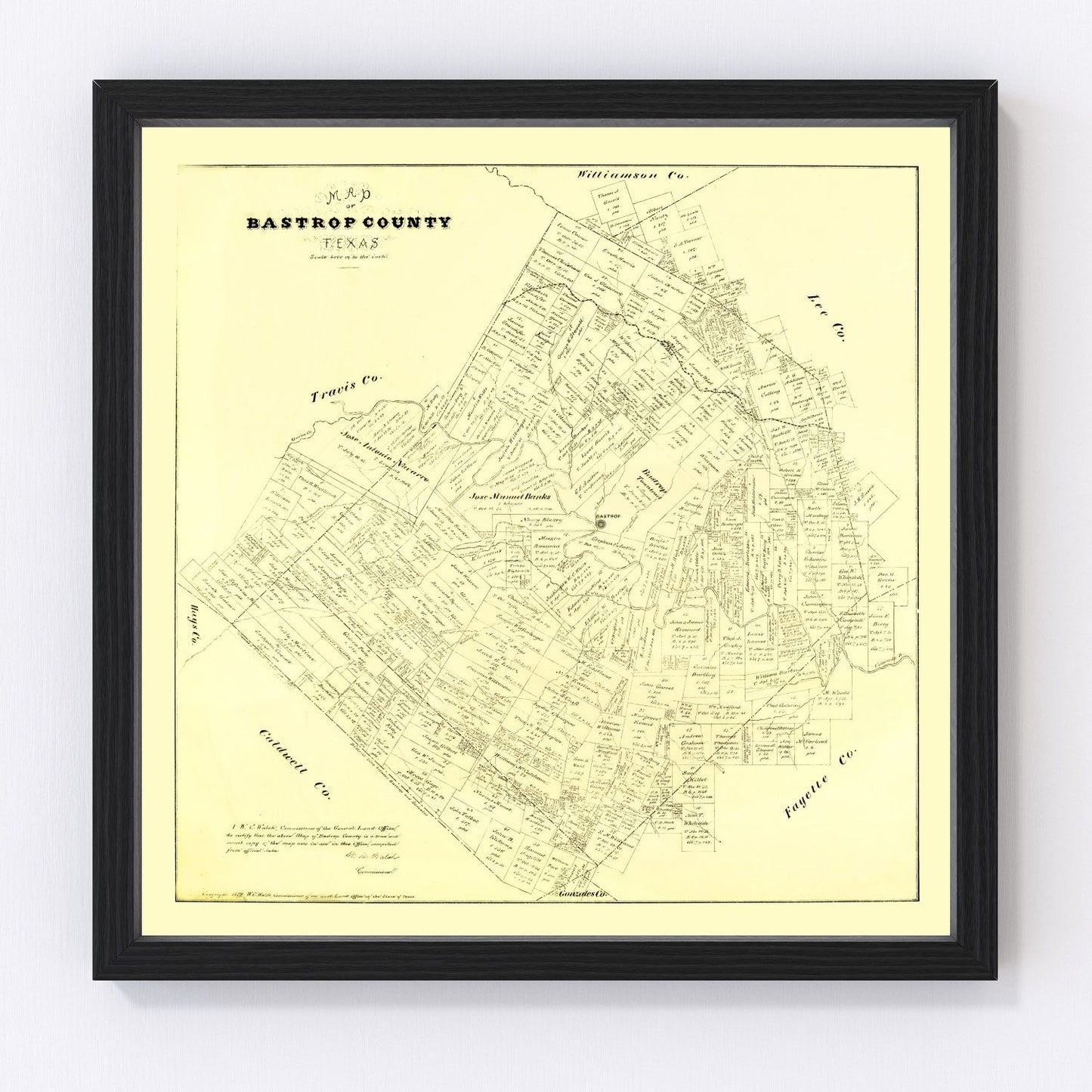 Vintage map of Bastrop County, Texas, 1879