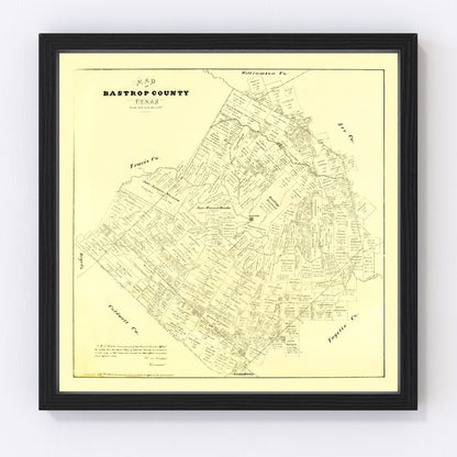 Vintage map of Bastrop County, Texas, 1879