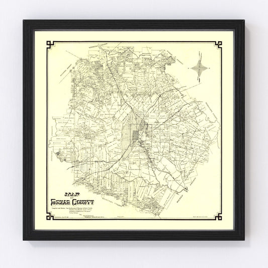 Vintage map of Bexar County, Texas, 1887