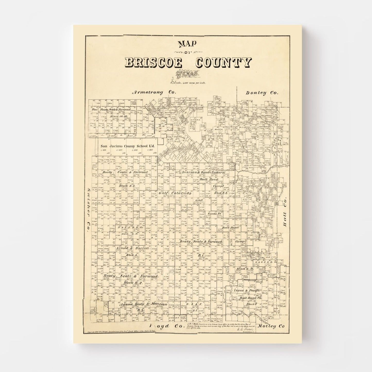 Vintage Map of Briscoe County, Texas, 1897