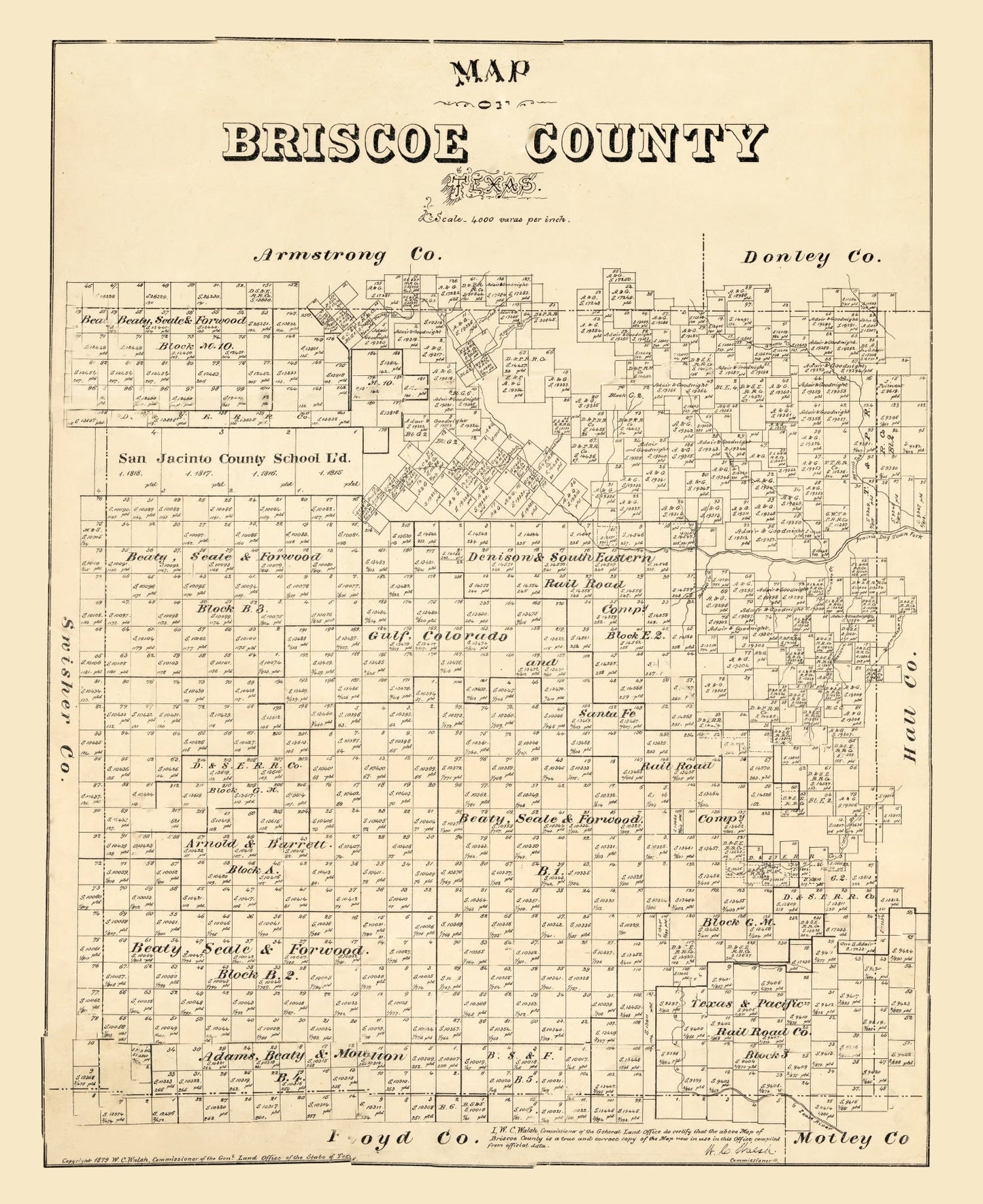Vintage Map of Briscoe County, Texas, 1897