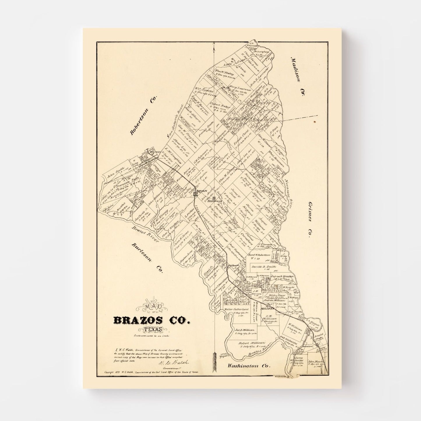 Vintage Map of Brazos County, Texas, 1897