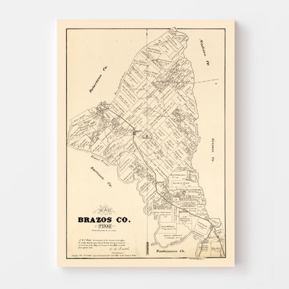 Vintage Map of Brazos County, Texas, 1897