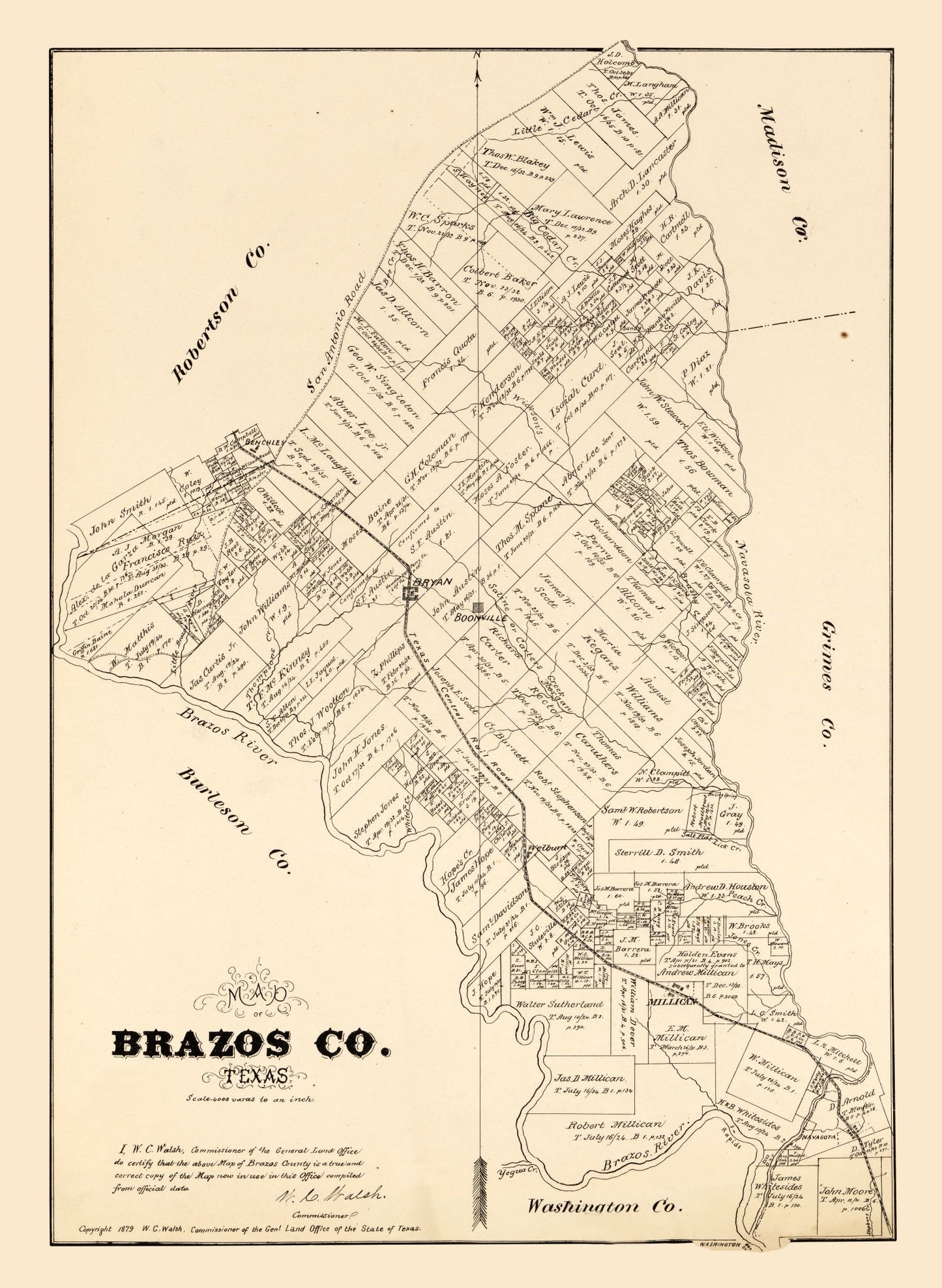 Vintage Map of Brazos County, Texas, 1897