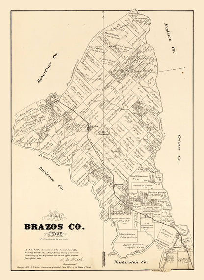 Vintage Map of Brazos County, Texas, 1897