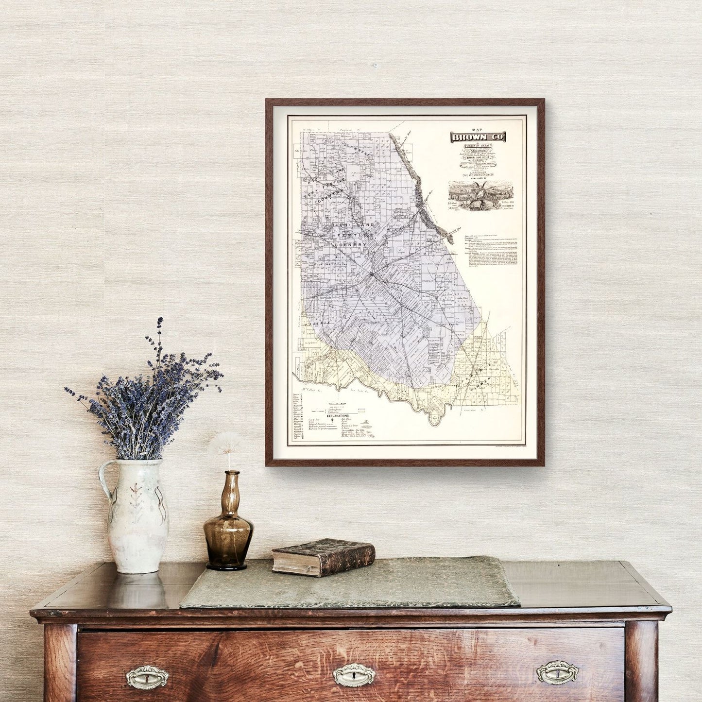 Vintage Map of Brown County, Texas, 1876