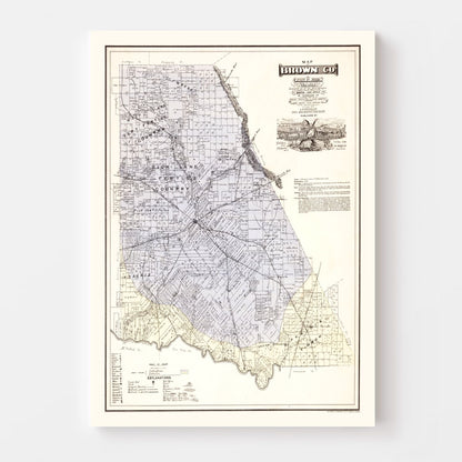 Vintage Map of Brown County, Texas, 1876