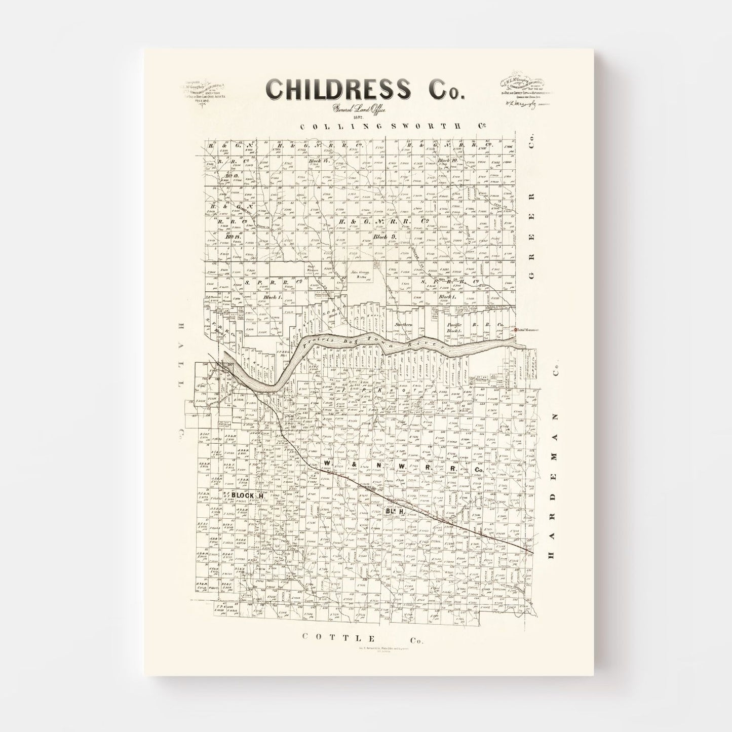 Vintage Map of Childress County, Texas, 1891
