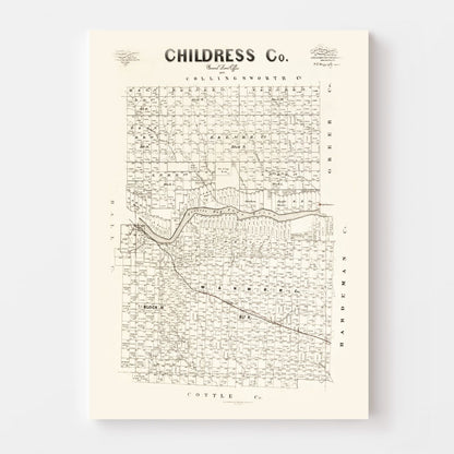 Vintage Map of Childress County, Texas, 1891