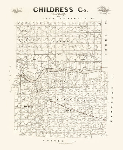 Vintage Map of Childress County, Texas, 1891