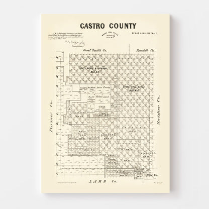 Vintage Map of Castro County, Texas, 1891