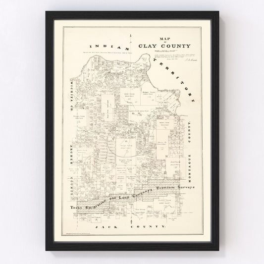 vintage map of Clay County, Texas, 1879