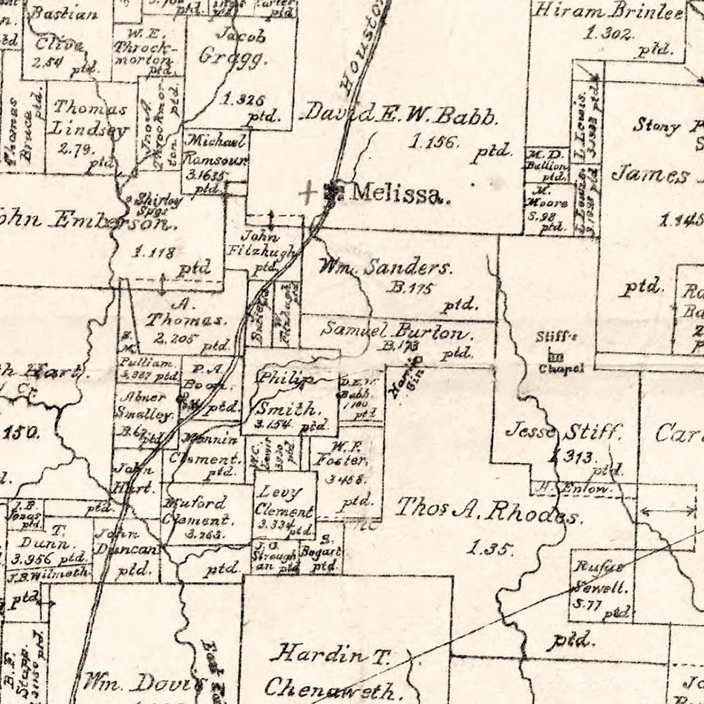 Vintage Map of Collin County, Texas, 1881