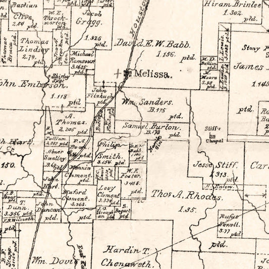 Vintage Map of Collin County, Texas, 1881