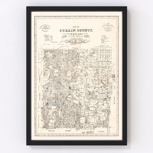 vintage map of Collin County, Texas, 1881