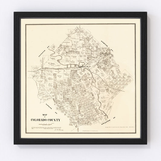 Vintage map of Colorado County, Texas, 1880