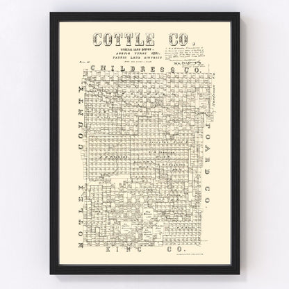vintage map of Cottle County, Texas, 1891