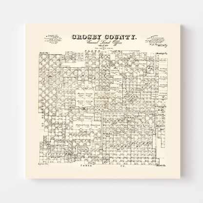 Vintage Map of Crosby County, Texas 1892