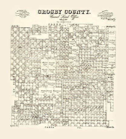 Vintage Map of Crosby County, Texas 1892