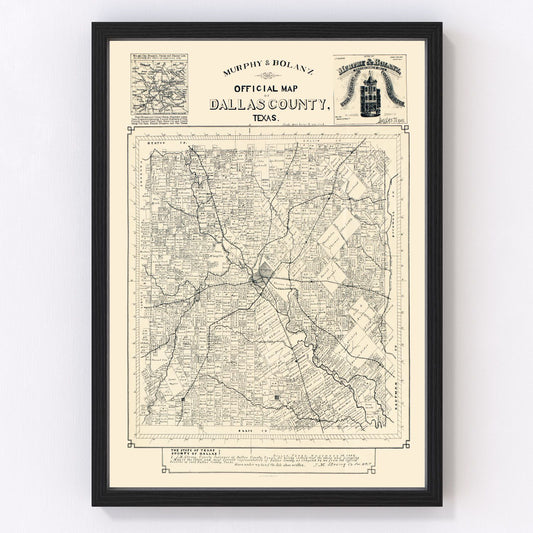 vintage map of Dallas County, Texas, 1886