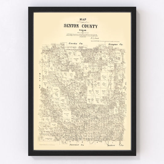 vintage map of Denton County, Texas, 1879