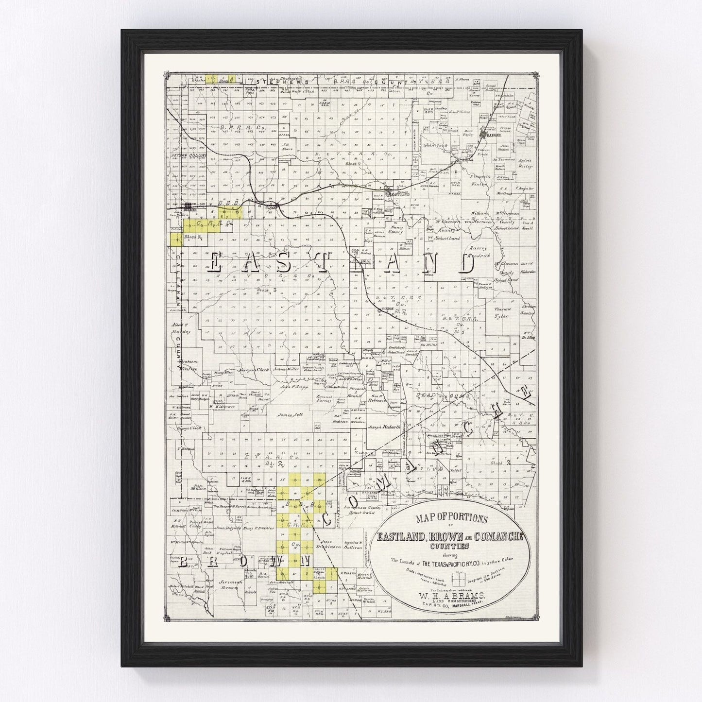 Vintage map of Eastland County, Texas, 1890