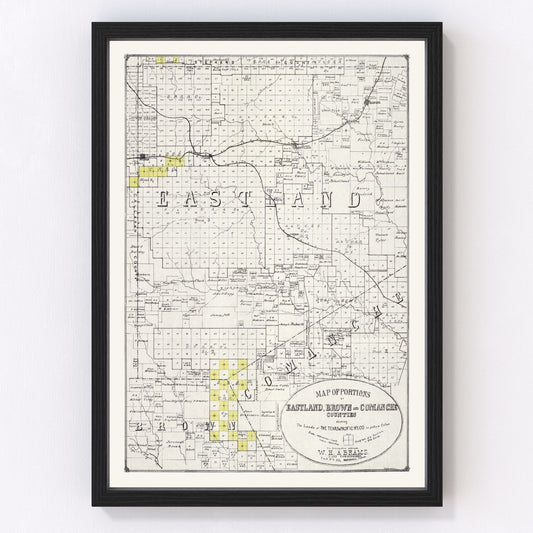 Vintage map of Eastland County, Texas, 1890