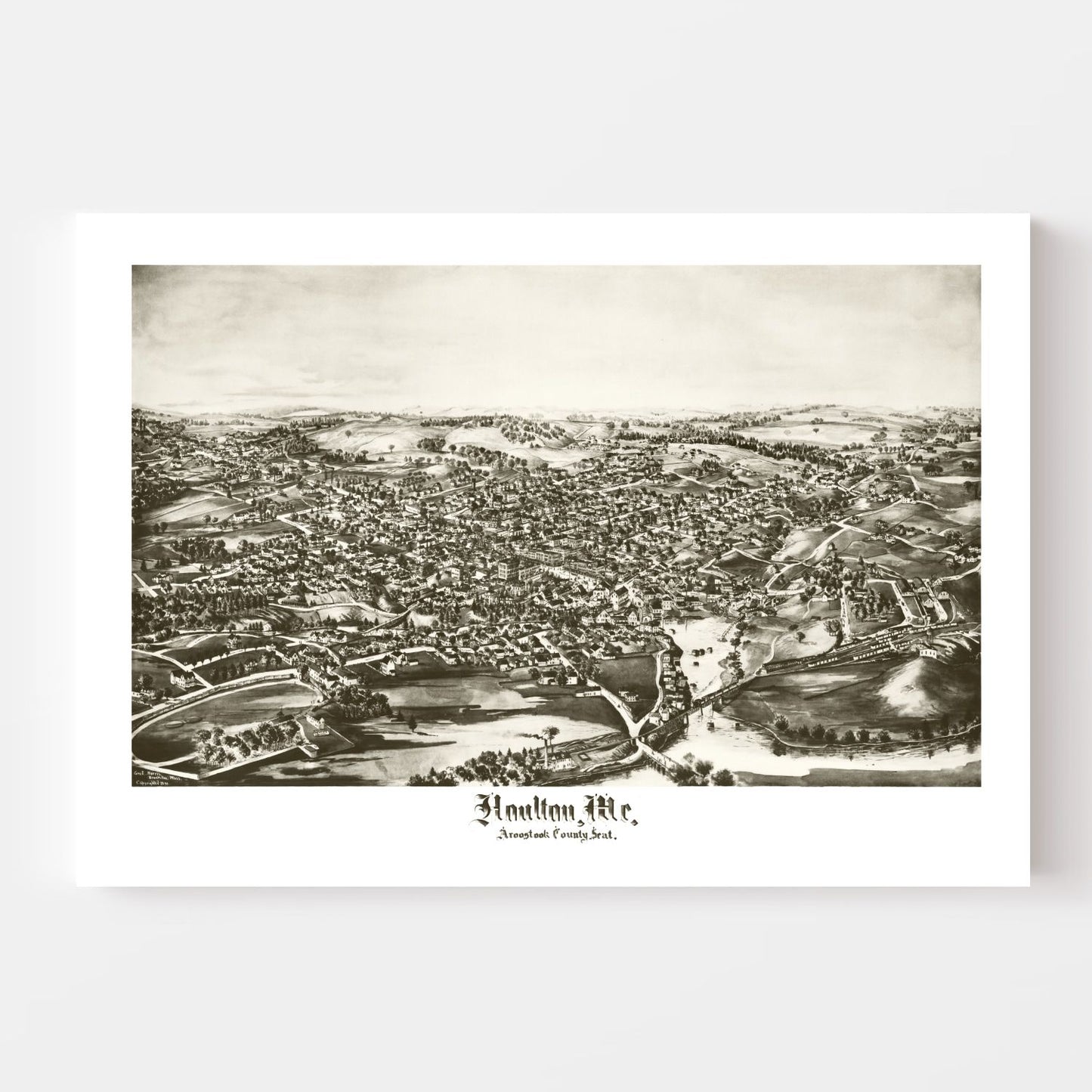 Vintage Map of Houlton, Aroostook County, Maine, 1894