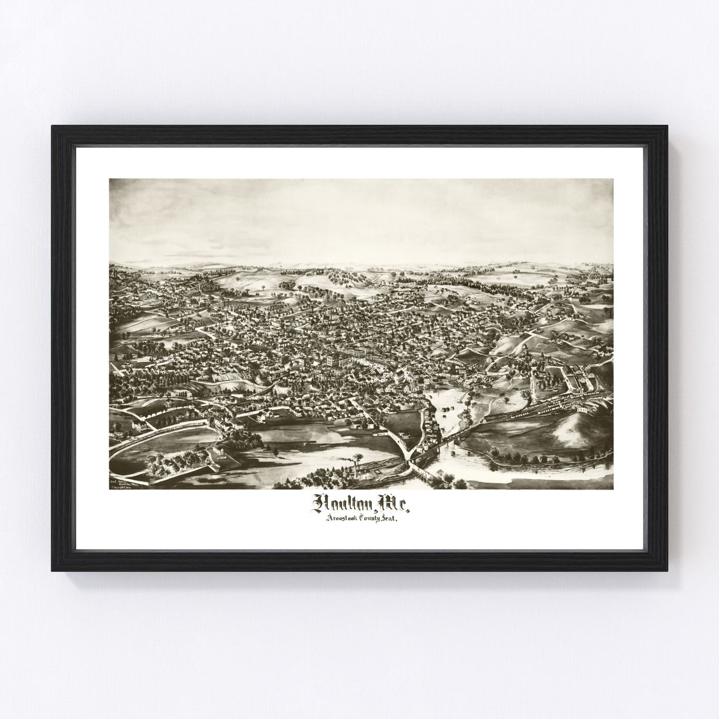 Vintage map of Houlton, Aroostook County, Maine, 1894