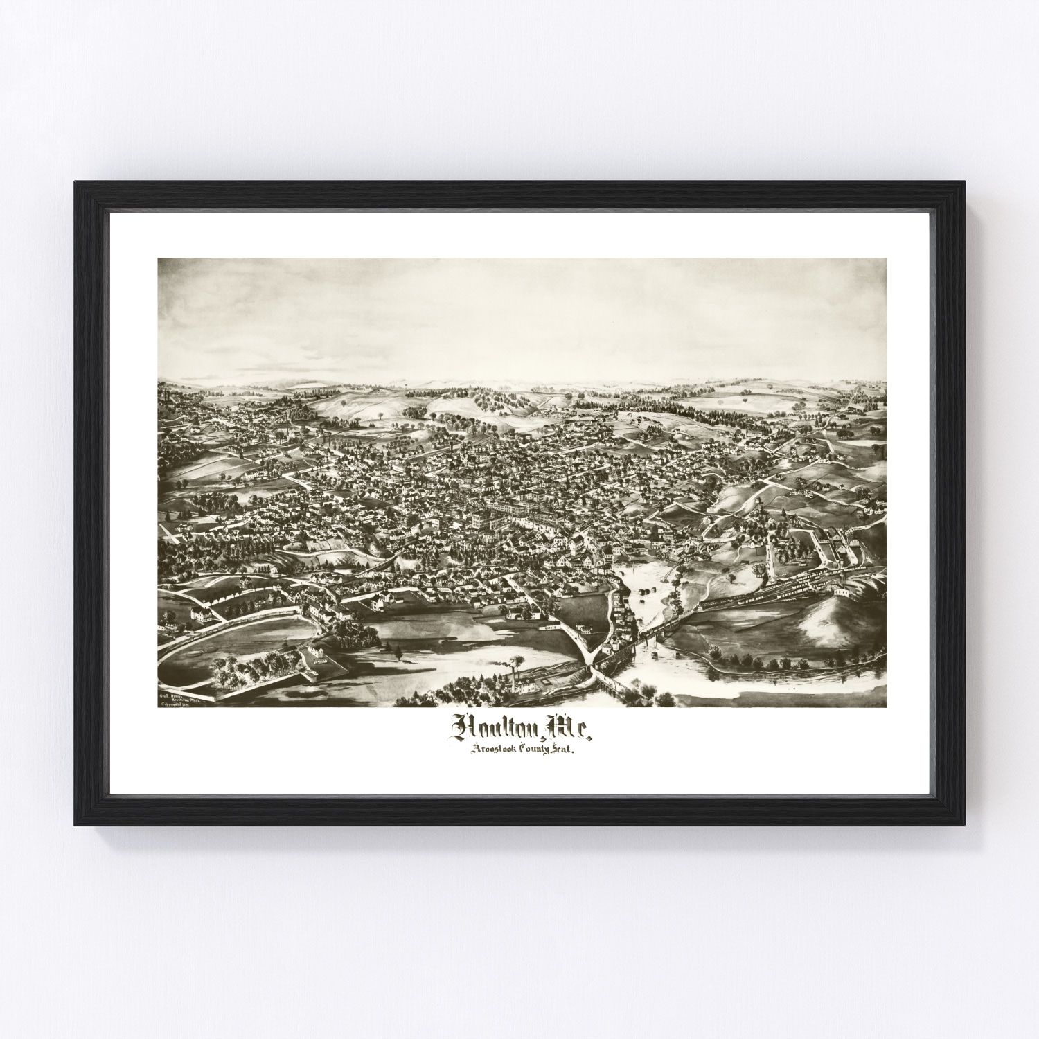 Vintage map of Houlton, Aroostook County, Maine, 1894
