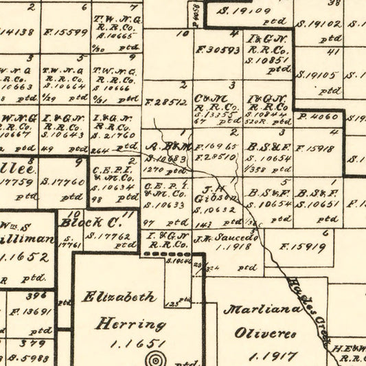 Vintage Map of Dickens County, Texas, 1891