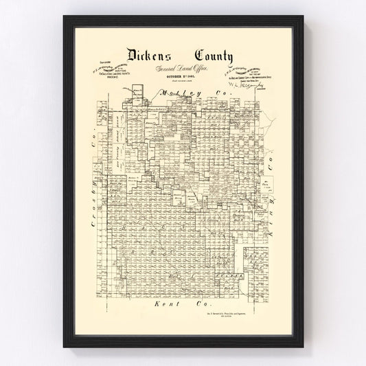 Vintage map of Dickens County, Texas, 1891