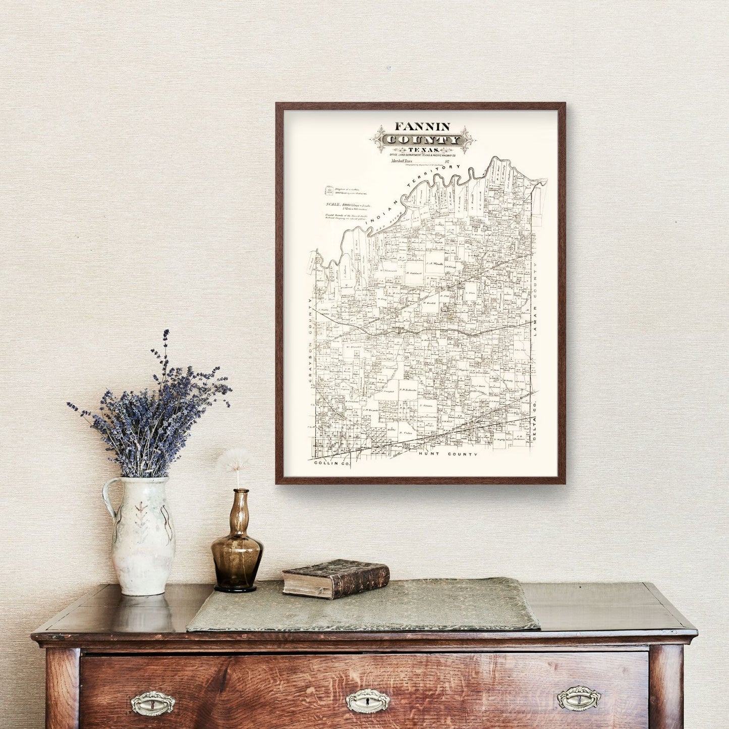 Vintage Map of Fannin County, Texas, 1870