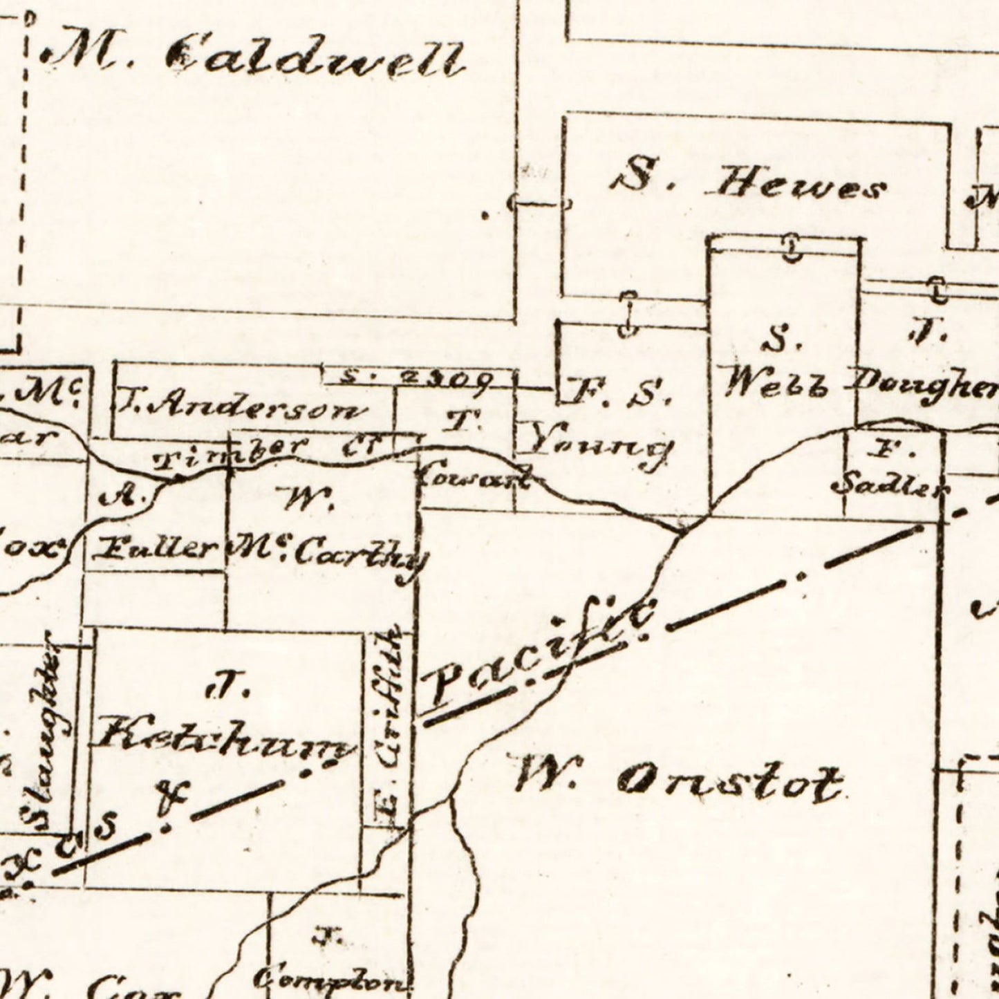 Vintage Map of Fannin County, Texas, 1870