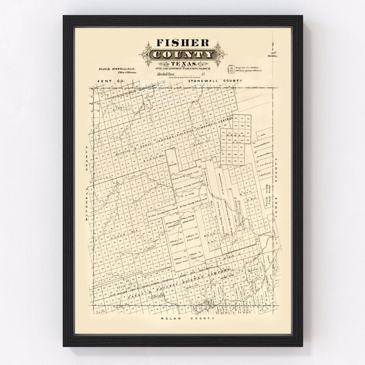 vintage map of Fisher County, Texas, 1870