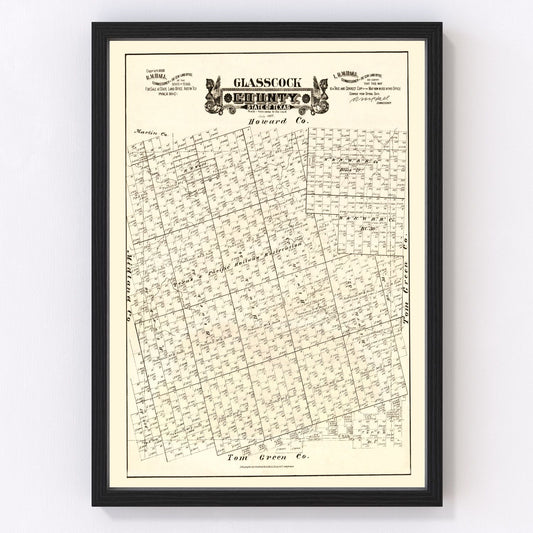 Vintage map of Glasscock County, Texas, 1888