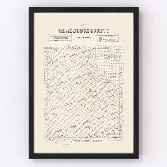 Vintage map of Glasscock County, Texas, 1890