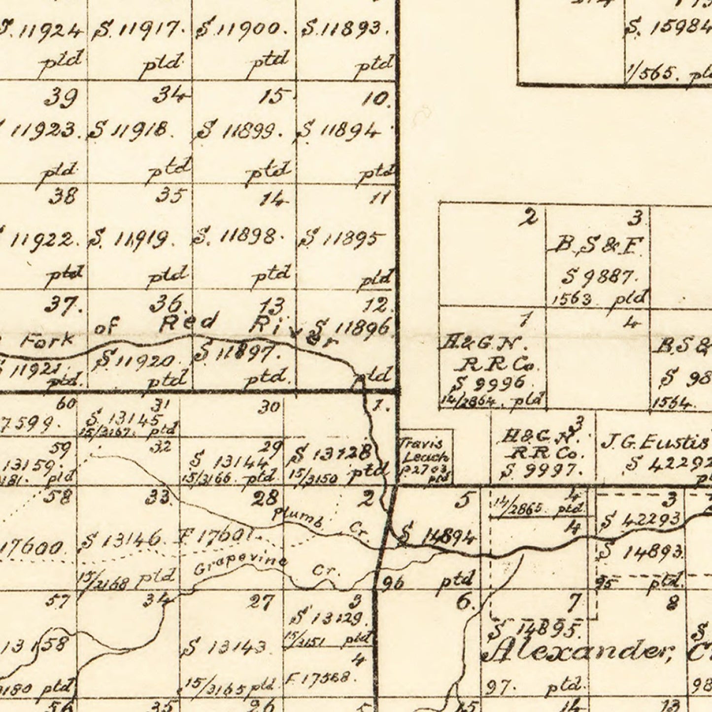 Vintage Map of Gray County, Texas, 1888