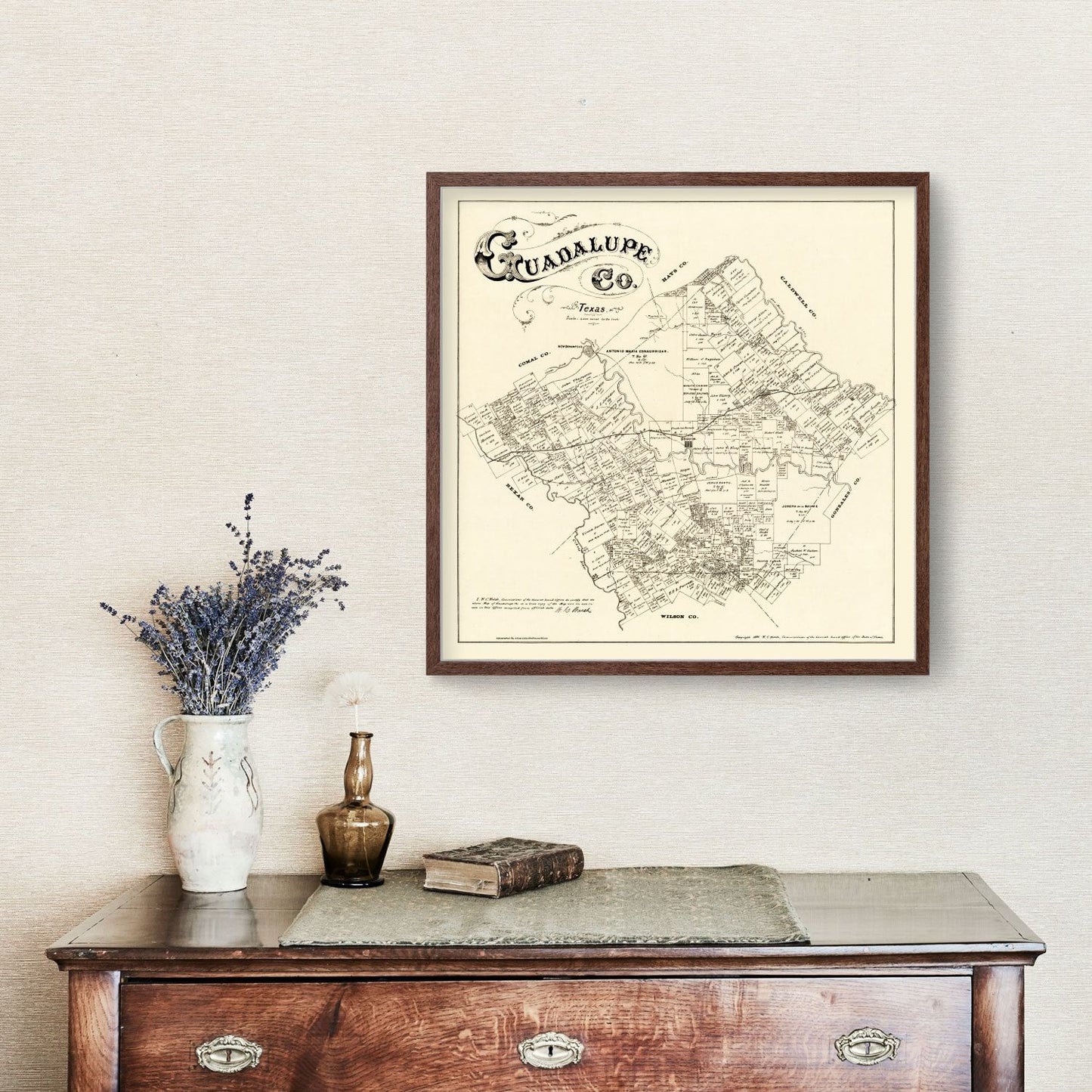 Vintage Map of Guadalupe County, Texas, 1880 II