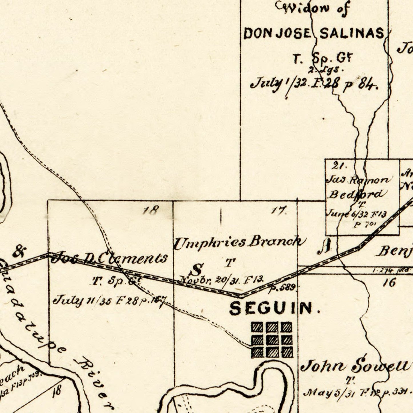 Vintage Map of Guadalupe County, Texas, 1880 II