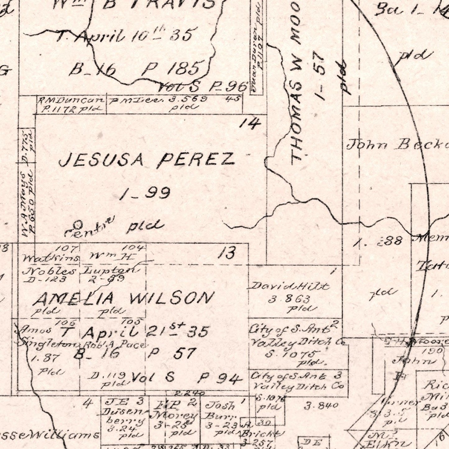 Vintage Map of Hays County, Texas, 1880