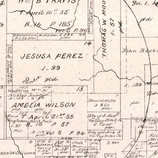 Vintage Map of Hays County, Texas, 1880