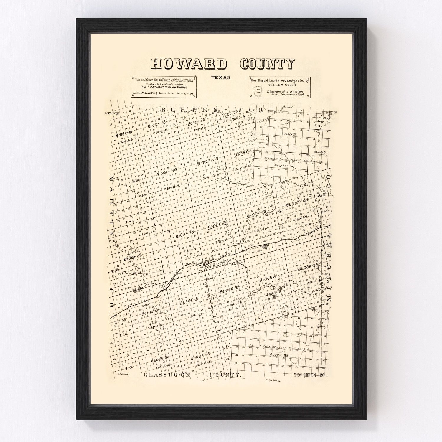 vintage map of Howard County, Texas, 1890
