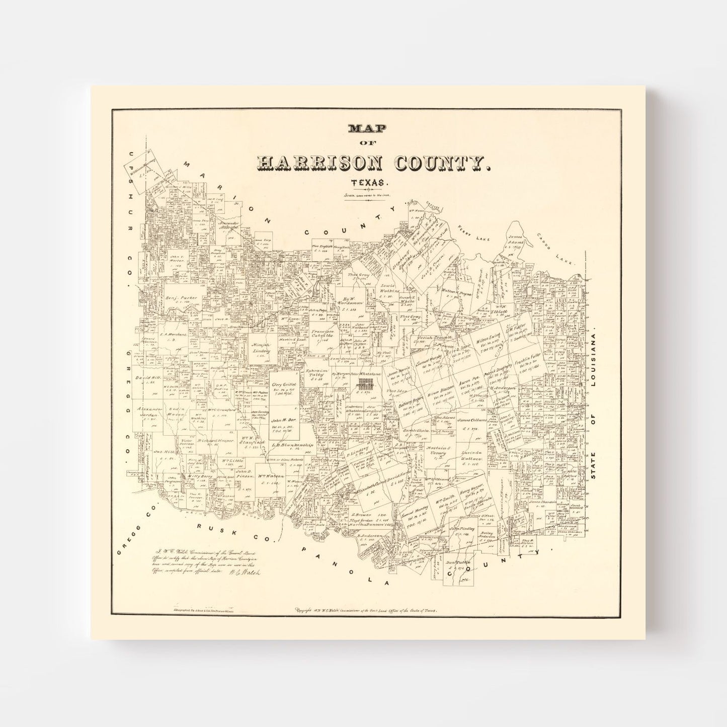 Vintage Map of Harrison County, Texas, 1879