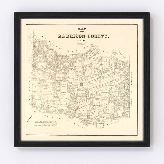 Vintage map of Harrison County, Texas, 1879