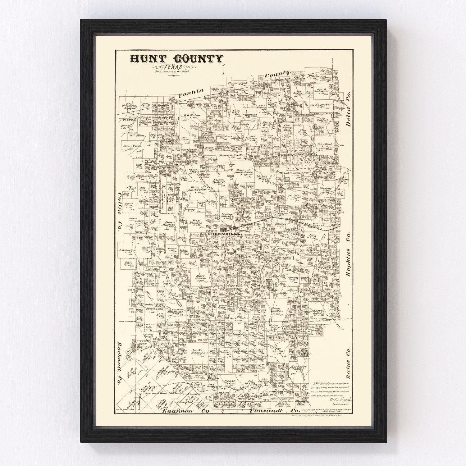 vintage map of Hunt County, Texas, 1879